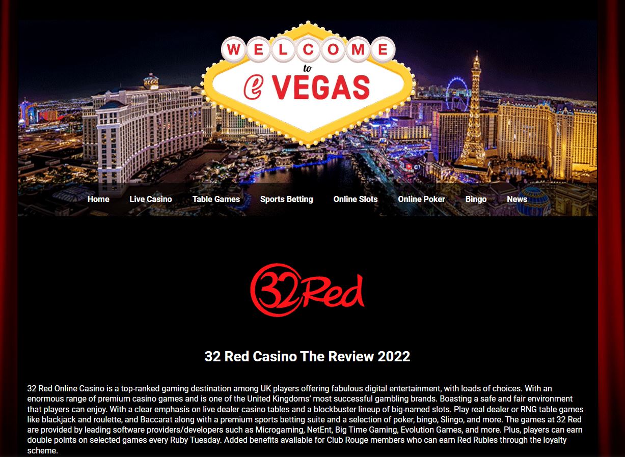32 Red online casino review at E-Vegas